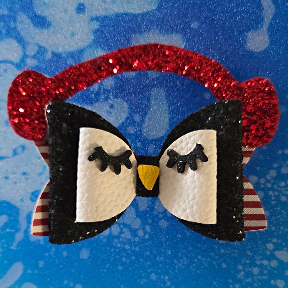Custom Penguin & HANDMADE Hair Bow